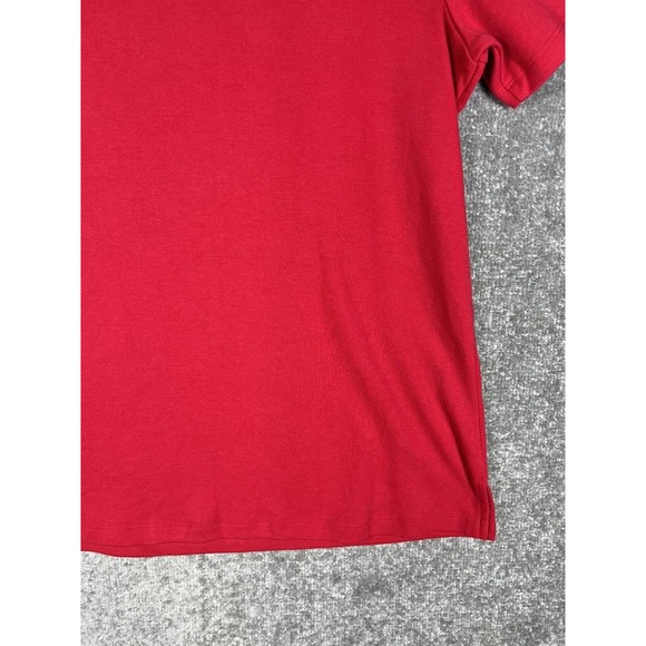 Quacker Factory Short Sleeve Knit Top Seersucker Stripe Pocket Womens Medium Red - Picture 13 of 16